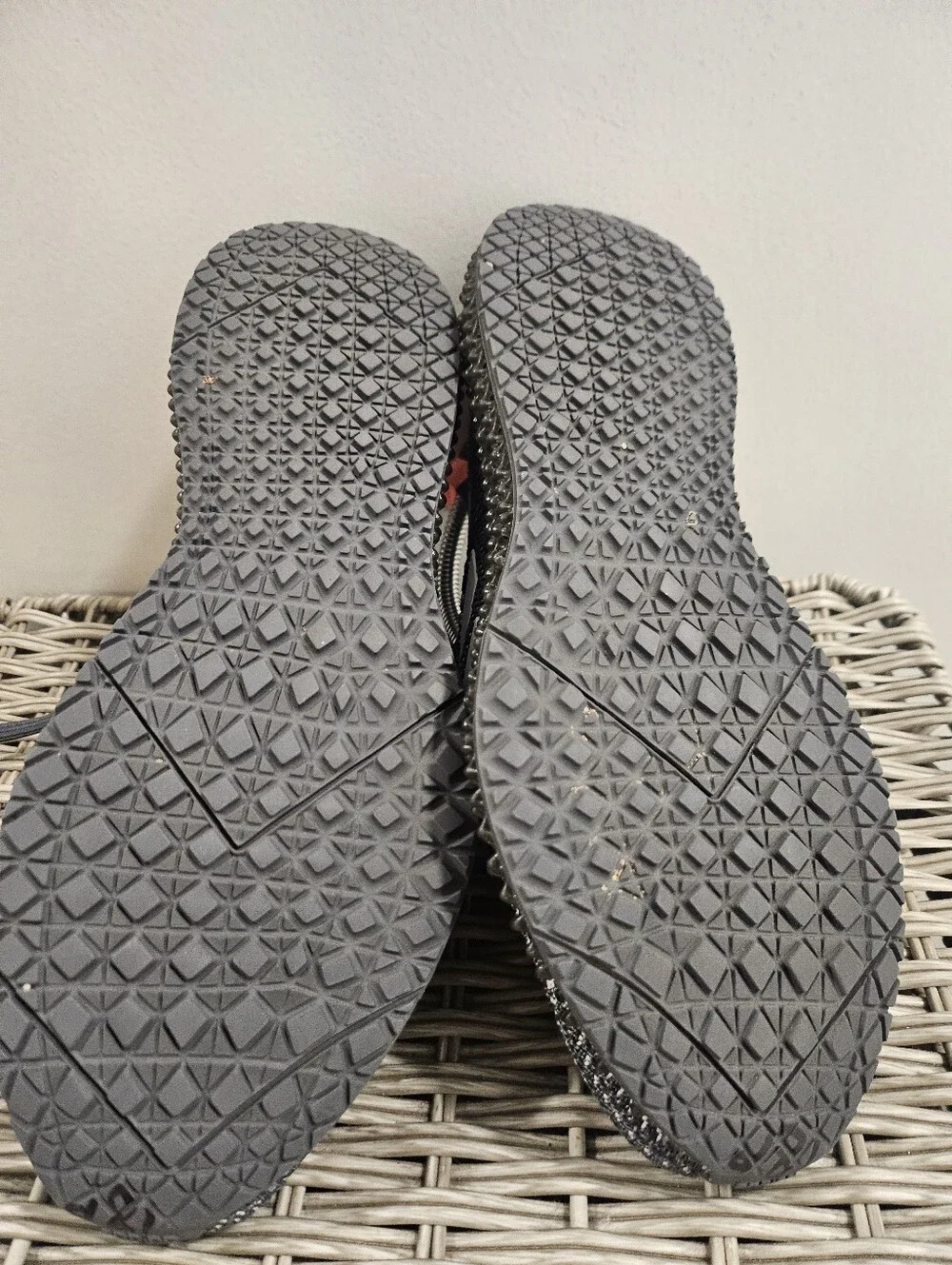 Adidas Men’s Gray Knit Running Sneakers with Coral Accents
